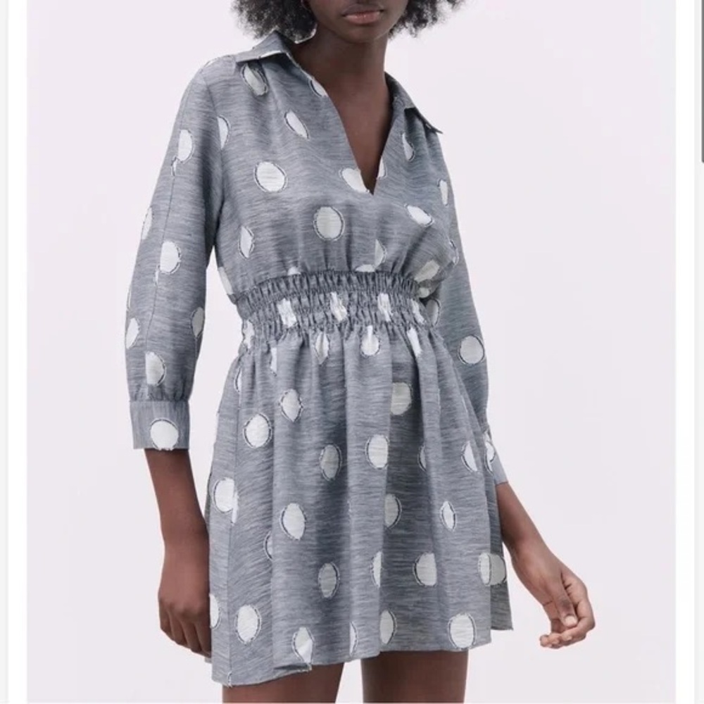 Zara Gray Dress with White Dots